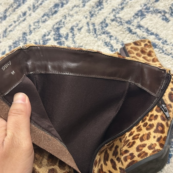 90’s Y2K Animal Print Square Toe Heel Boots Leather Shoes Size 8 - Picture 13 of 16